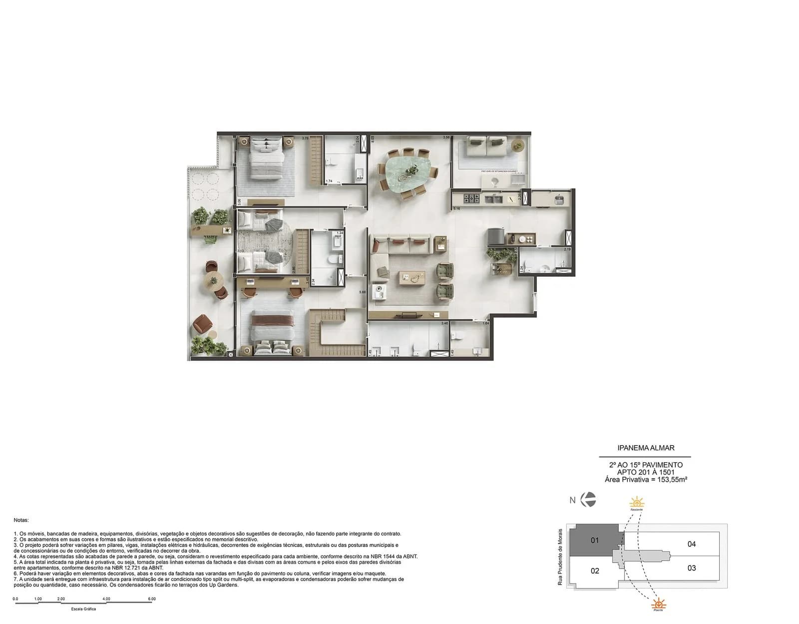 Planta Apartamento 3 Suítes
