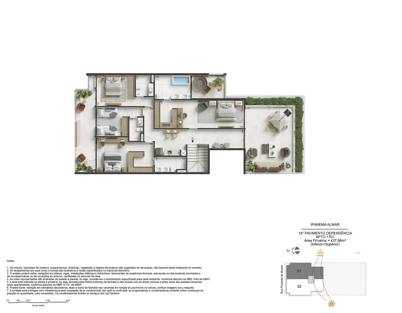 Planta Cobertura Duplex 4 Suítes